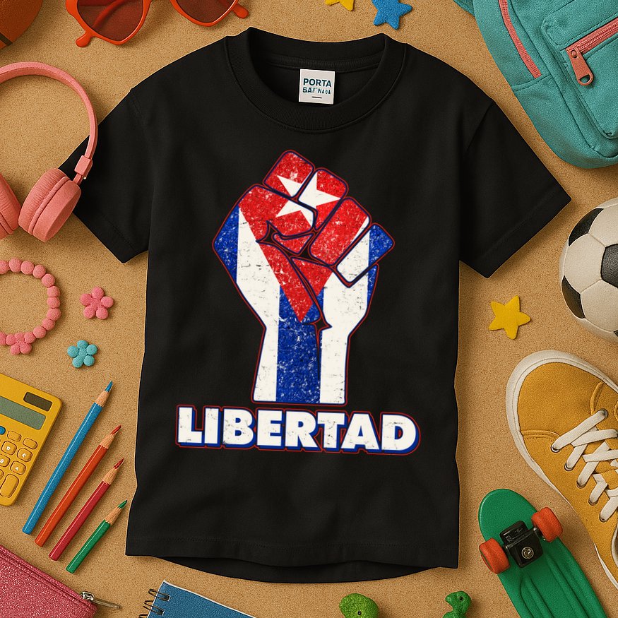 Libertad Cuba Cuban Flag Protest Fist Kids T-Shirt