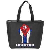 Libertad Cuba Cuban Flag Protest Fist Zip Tote Bag