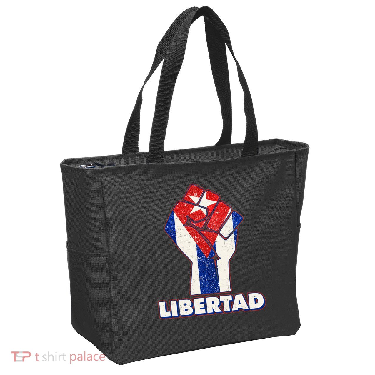 Libertad Cuba Cuban Flag Protest Fist Zip Tote Bag