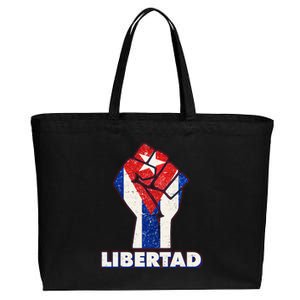 Libertad Cuba Cuban Flag Protest Fist Cotton Canvas Jumbo Tote