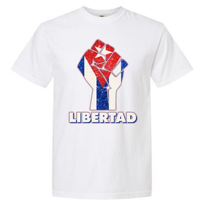 Libertad Cuba Cuban Flag Protest Fist Garment-Dyed Heavyweight T-Shirt