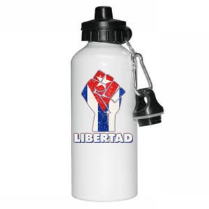 Libertad Cuba Cuban Flag Protest Fist Aluminum Water Bottle