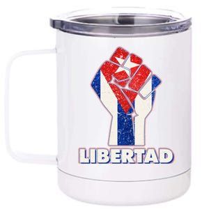 Libertad Cuba Cuban Flag Protest Fist 12 oz Stainless Steel Tumbler Cup