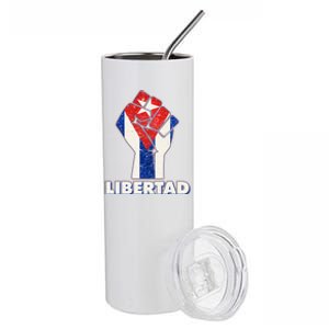 Libertad Cuba Cuban Flag Protest Fist Stainless Steel Tumbler