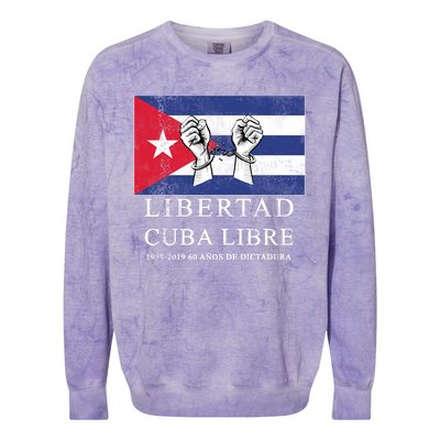 Libertad Cuba Libre Bandera Cubana Liberated De Cuba Colorblast Crewneck Sweatshirt