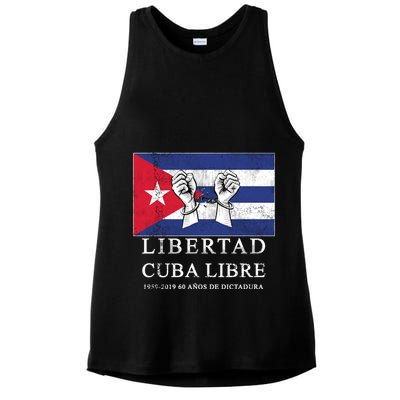 Libertad Cuba Libre Bandera Cubana Liberated De Cuba Ladies PosiCharge Tri-Blend Wicking Tank