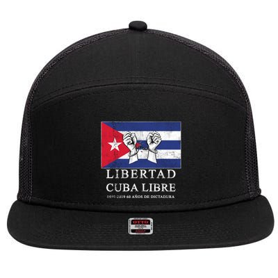 Libertad Cuba Libre Bandera Cubana Liberated De Cuba 7 Panel Mesh Trucker Snapback Hat