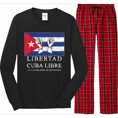 Libertad Cuba Libre Bandera Cubana Liberated De Cuba Long Sleeve Pajama Set