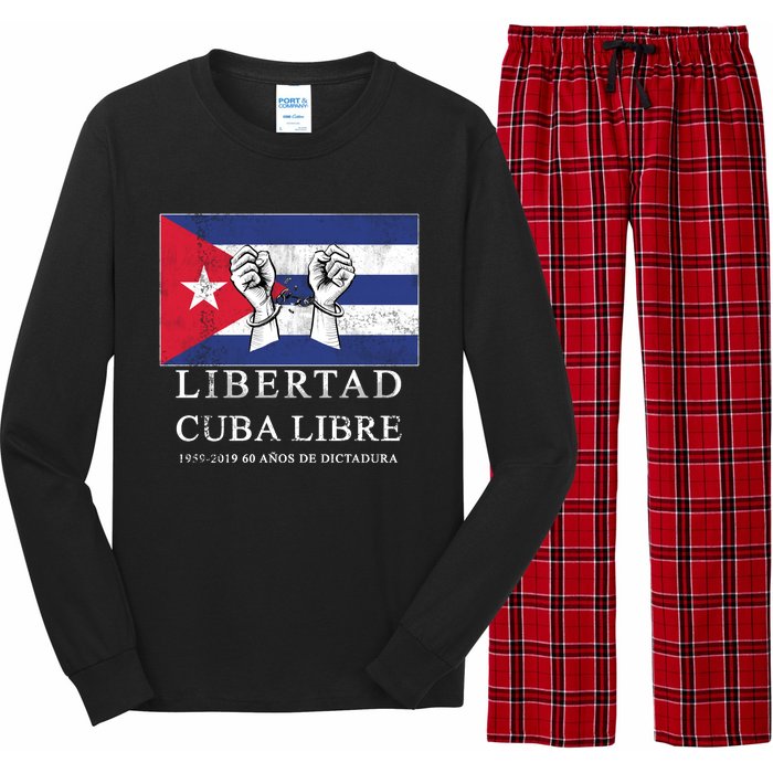 Libertad Cuba Libre Bandera Cubana Liberated De Cuba Long Sleeve Pajama Set