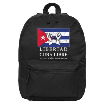 Libertad Cuba Libre Bandera Cubana Liberated De Cuba 16 in Basic Backpack