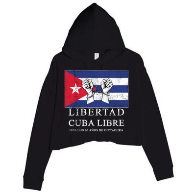 Libertad Cuba Libre Bandera Cubana Liberated De Cuba Crop Fleece Hoodie