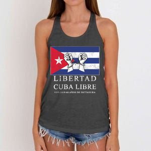 Libertad Cuba Libre Bandera Cubana Liberated De Cuba Women's Knotted Racerback Tank