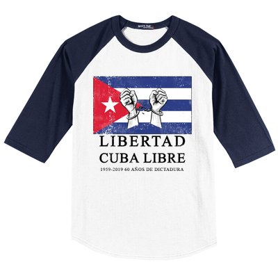 Libertad Cuba Libre Bandera Cubana Liberated De Cuba Baseball Sleeve Shirt