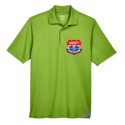 Liberty And Freedom US Eagle Road Sign Men's Origin Performance Piqué Polo