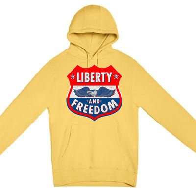 Liberty And Freedom US Eagle Road Sign Premium Pullover Hoodie