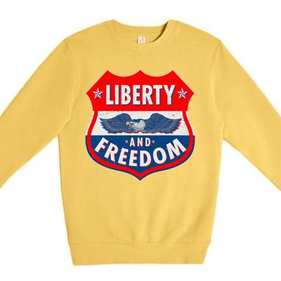 Liberty And Freedom US Eagle Road Sign Premium Crewneck Sweatshirt