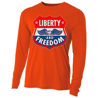 Liberty And Freedom US Eagle Road Sign Cooling Performance Long Sleeve Crew