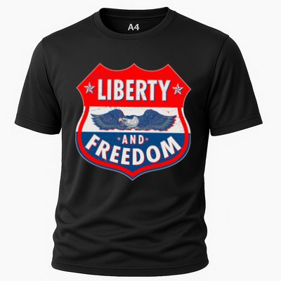 Liberty And Freedom US Eagle Road Sign Performance Shirt