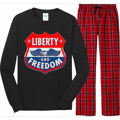 Liberty And Freedom US Eagle Road Sign Long Sleeve Pajama Set