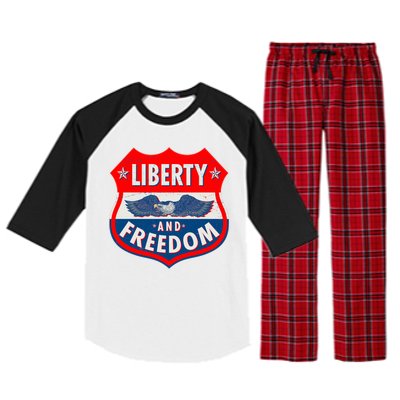 Liberty And Freedom US Eagle Road Sign Raglan Sleeve Pajama Set