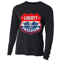 Liberty And Freedom US Eagle Road Sign Cooling Performance Long Sleeve Crew