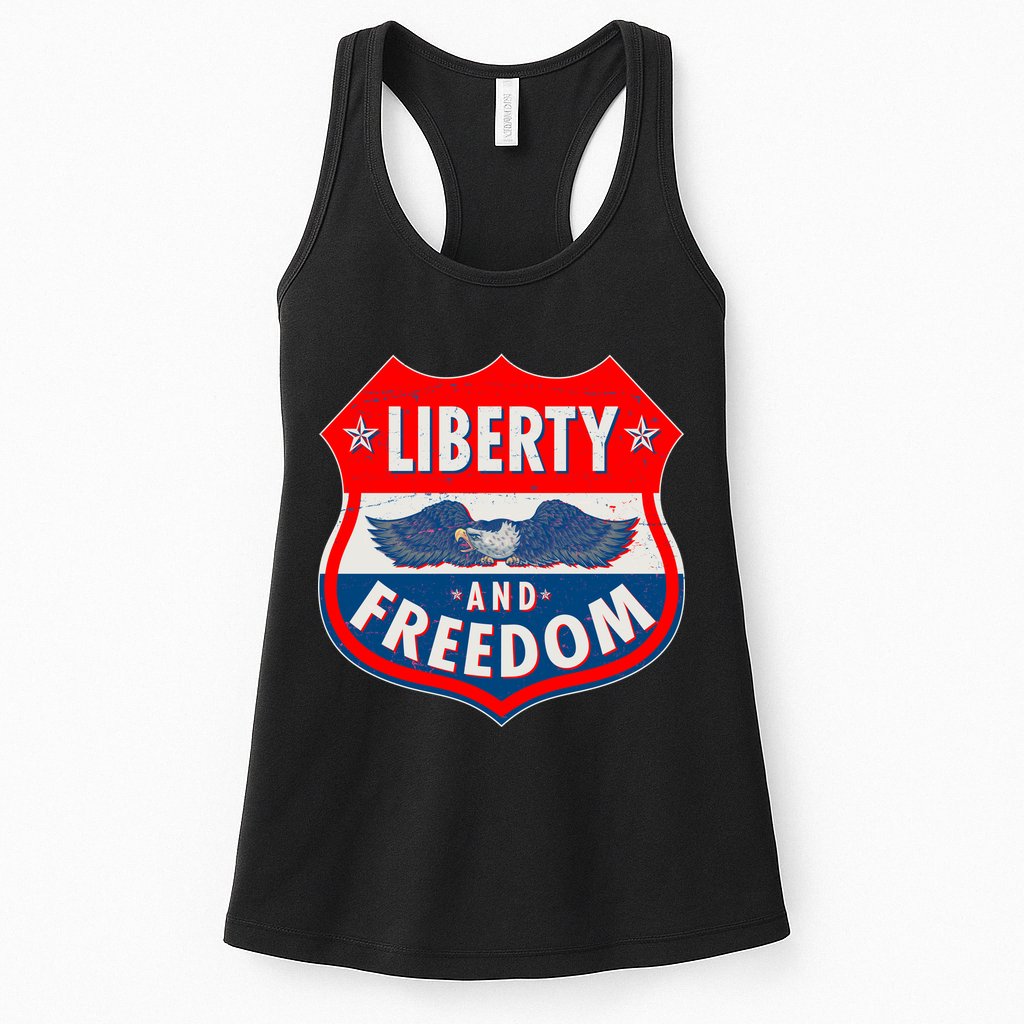 Liberty And Freedom US Eagle Road Sign Womens Tank Top