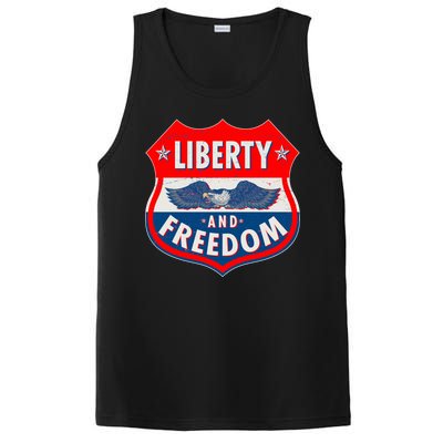 Liberty And Freedom US Eagle Road Sign PosiCharge Competitor Tank