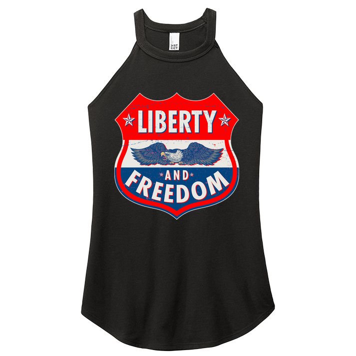 Liberty And Freedom US Eagle Road Sign Women's Perfect Tri Rocker Tank
