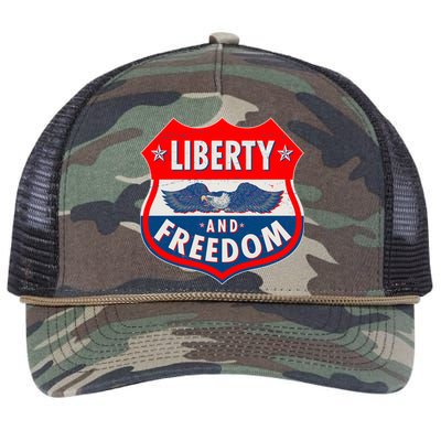 Liberty And Freedom US Eagle Road Sign Retro Rope Trucker Hat Cap