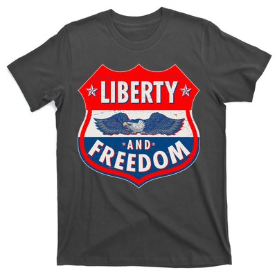 Liberty And Freedom US Eagle Road Sign T-Shirt