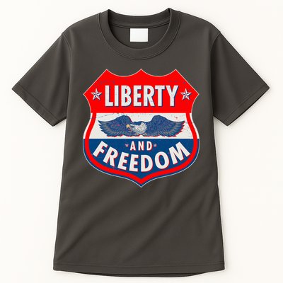 Liberty And Freedom US Eagle Road Sign Tall T-Shirt