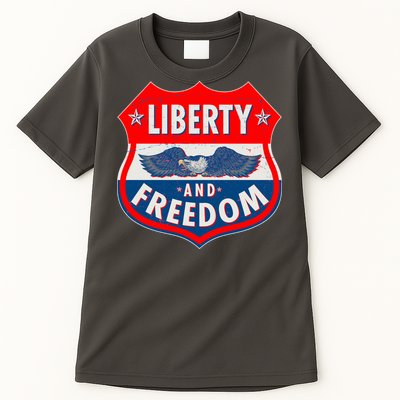 Liberty And Freedom US Eagle Road Sign Tall T-Shirt