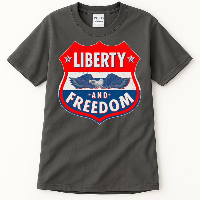 Liberty And Freedom US Eagle Road Sign Tall T-Shirt