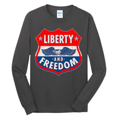 Liberty And Freedom US Eagle Road Sign Tall Long Sleeve T-Shirt