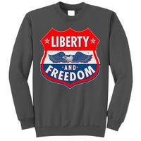 Liberty And Freedom US Eagle Road Sign Tall Sweatshirt