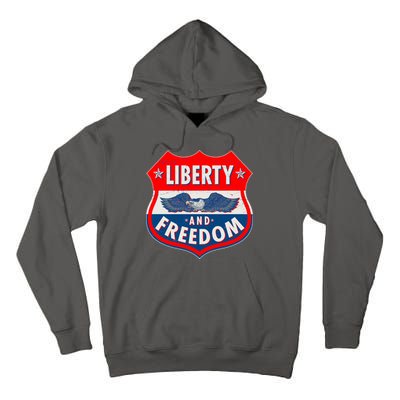 Liberty And Freedom US Eagle Road Sign Tall Hoodie