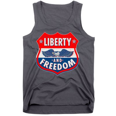 Liberty And Freedom US Eagle Road Sign Tank Top