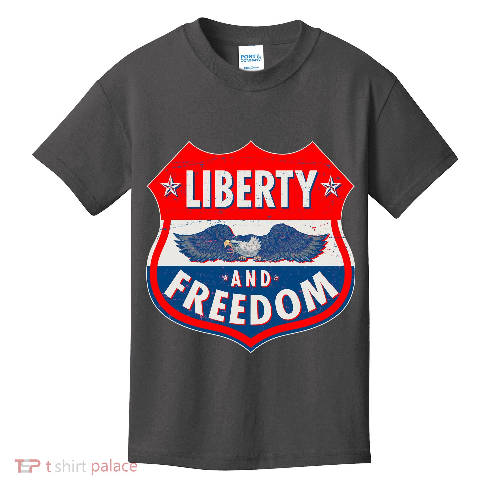 Liberty And Freedom US Eagle Road Sign Kids T-Shirt