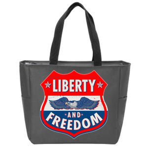 Liberty And Freedom US Eagle Road Sign Zip Tote Bag