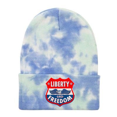 Liberty And Freedom US Eagle Road Sign Tie Dye 12in Knit Beanie