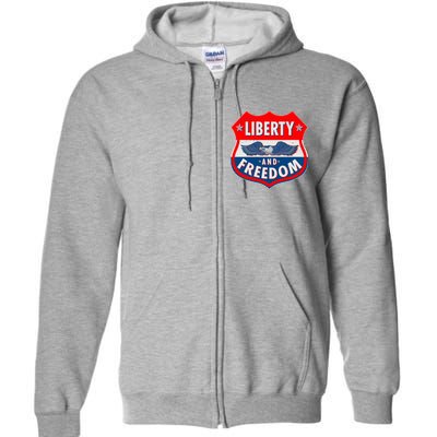 Liberty And Freedom US Eagle Road Sign Full Zip Hoodie