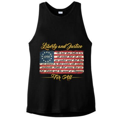 Liberty And Justice For All The Declaration of Independence Ladies PosiCharge Tri-Blend Wicking Tank