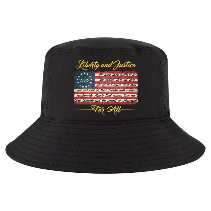 Liberty And Justice For All The Declaration of Independence Cool Comfort Performance Bucket Hat
