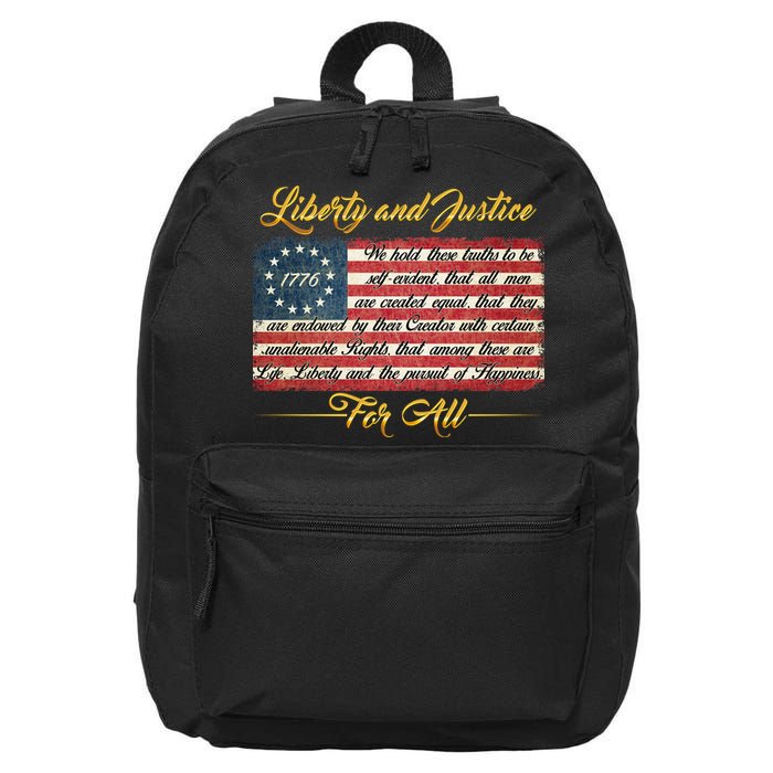 Liberty And Justice For All The Declaration of Independence 16 in Basic Backpack