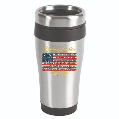 Liberty And Justice For All The Declaration of Independence 16oz Travel Tumbler