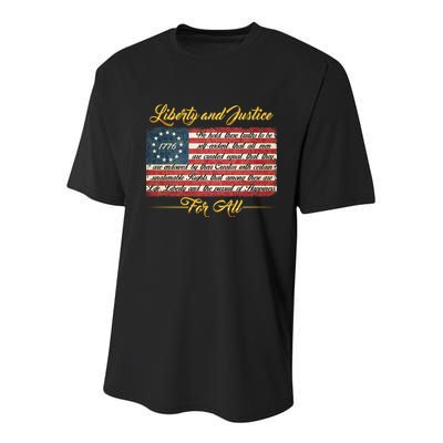 Liberty And Justice For All The Declaration of Independence Youth Performance Sprint T-Shirt