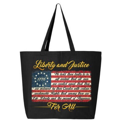Liberty And Justice For All The Declaration of Independence 25L Jumbo Tote