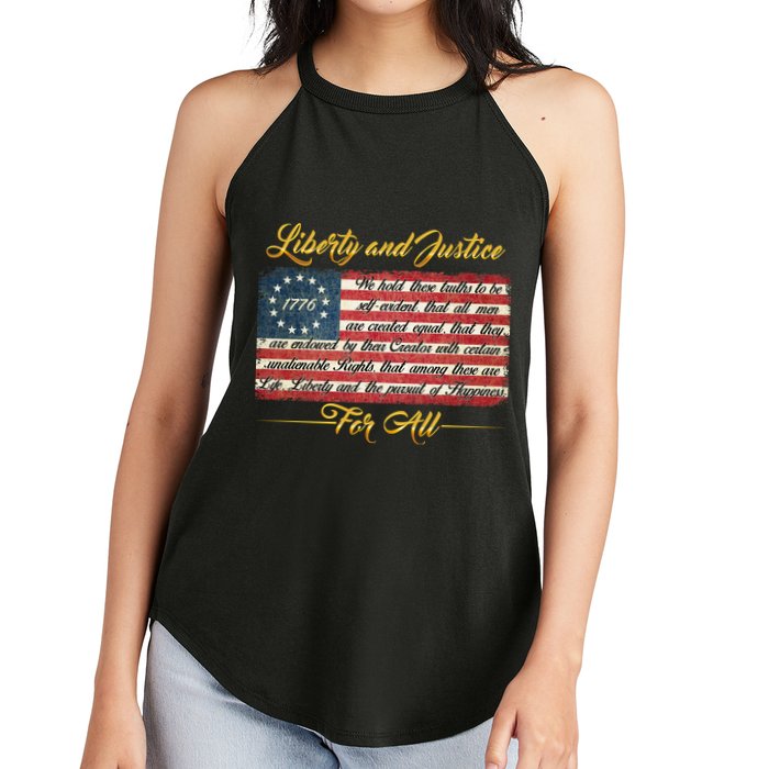 Liberty And Justice For All The Declaration of Independence Women's Perfect Tri Rocker Tank
