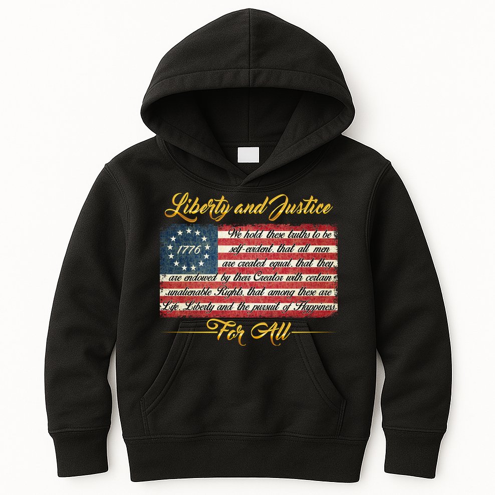Liberty And Justice For All The Declaration of Independence Kids Hoodie