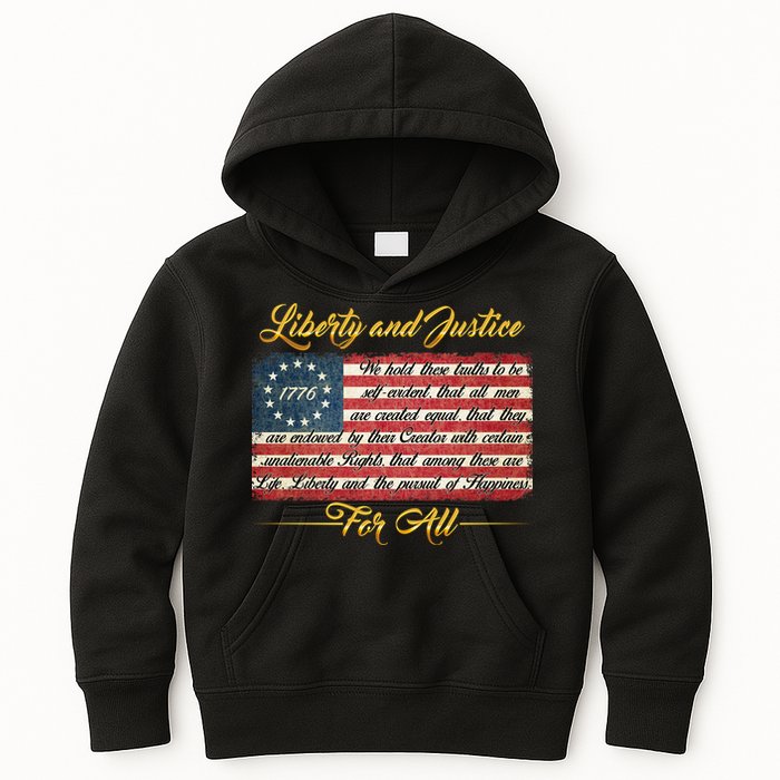 Liberty And Justice For All The Declaration of Independence Kids Hoodie